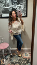 Load image into Gallery viewer, Alexis Cream Crochet Batwing Top
