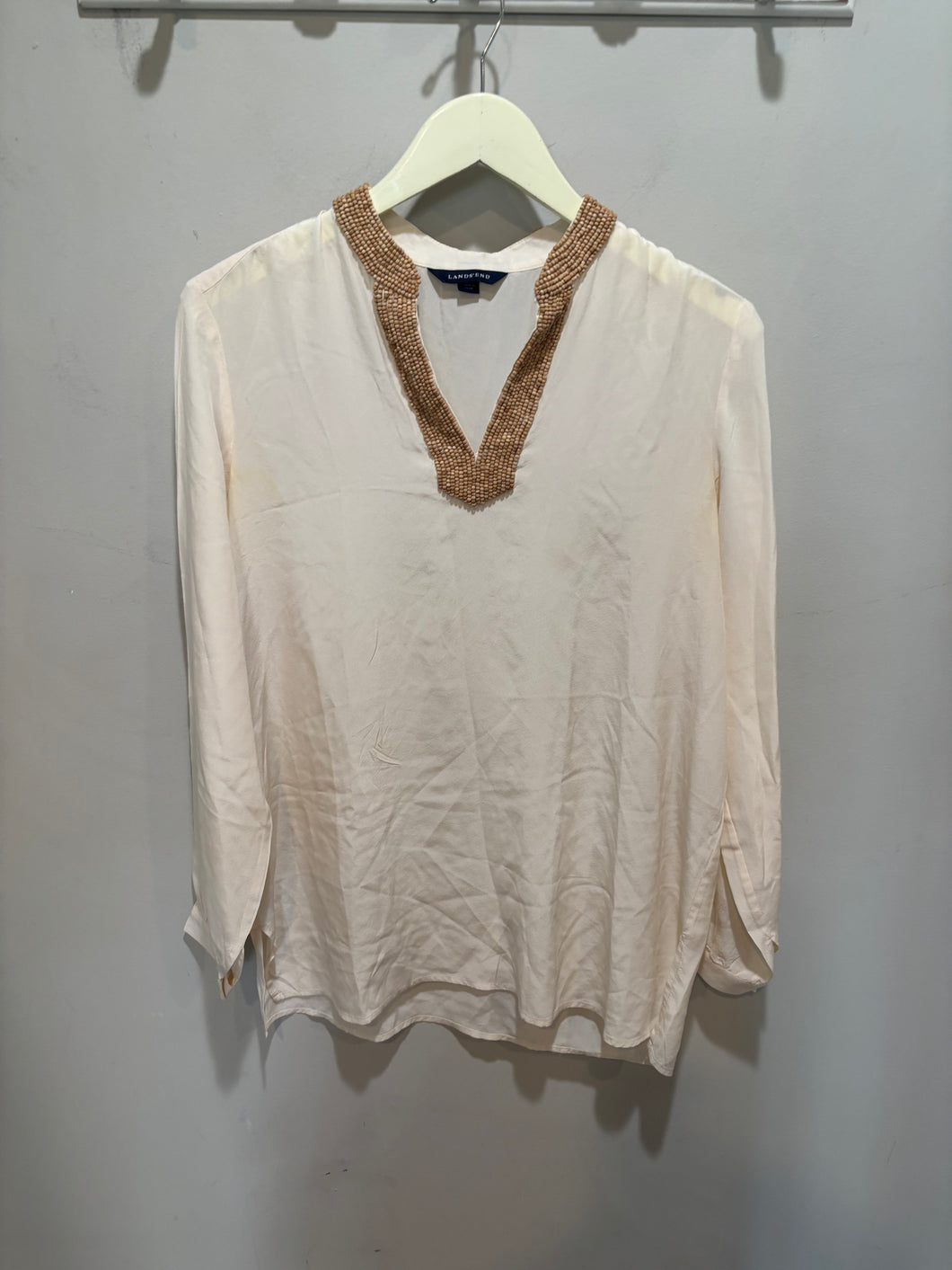 Lands End Silk Beaded Top