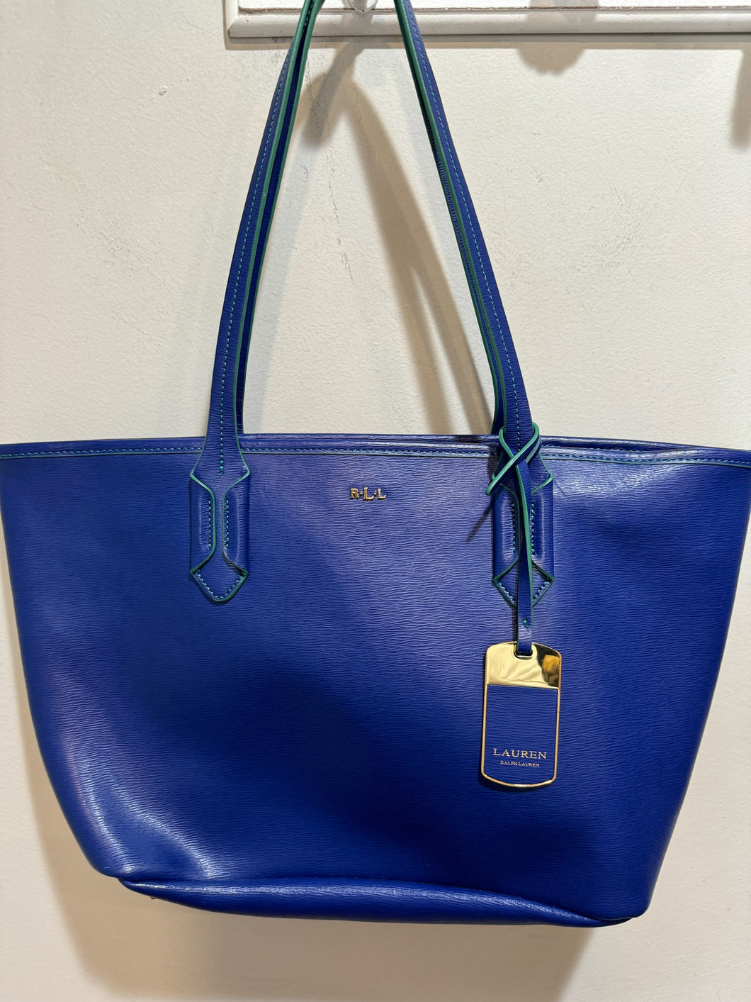 Ralph Lauren Blue Leather Tote Bag