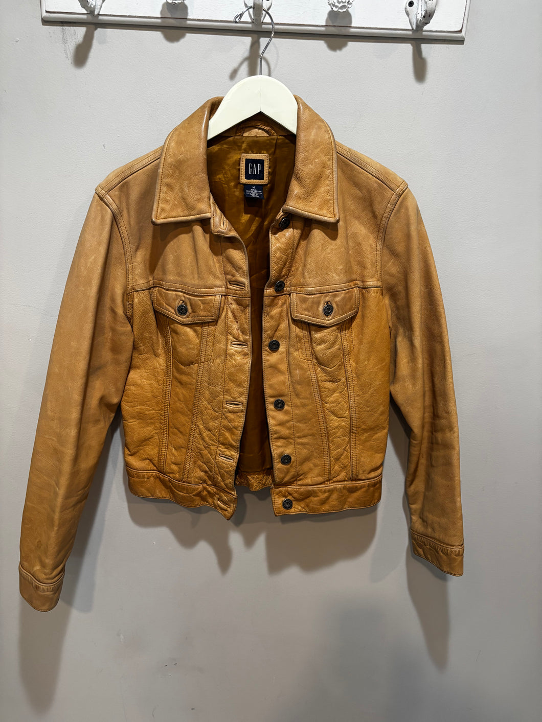 Vintage Gap Y2K Tan Leather Jacket