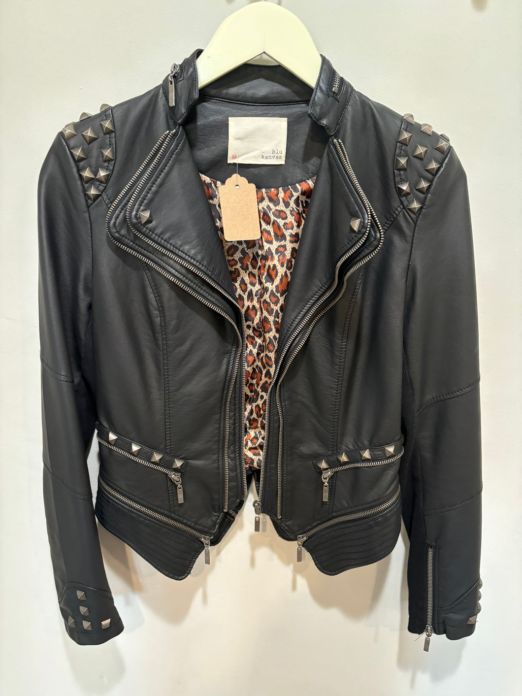 Blu Kanvas Black Studs Zipaway Jacket