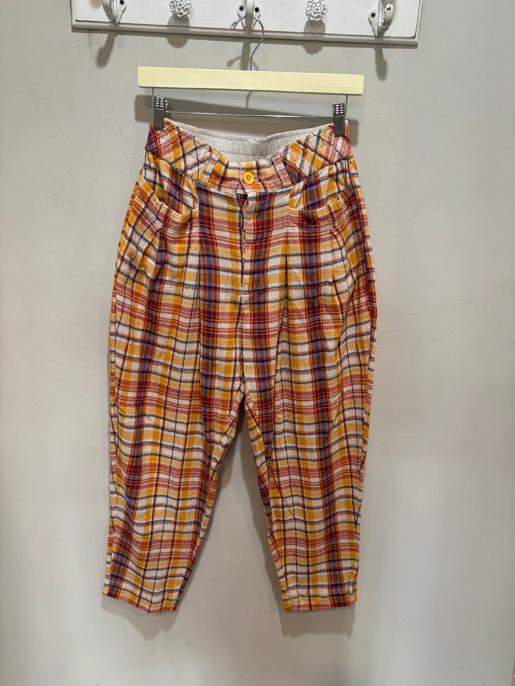 Free People Yellow Plaid Pants