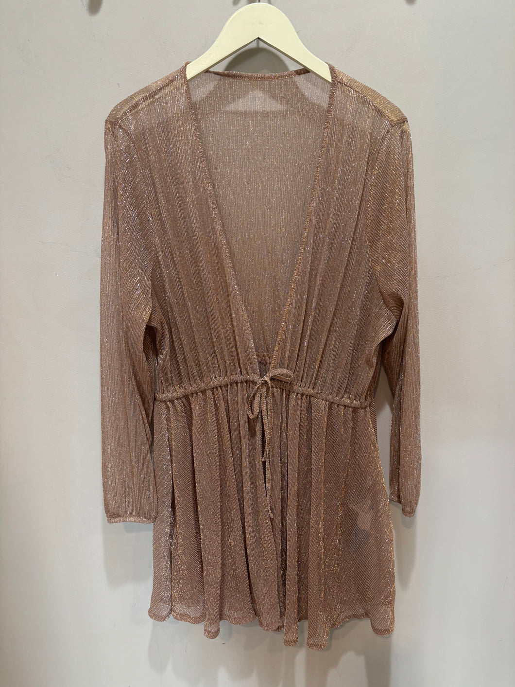 Sparkly Sheer Tie Waist Duster