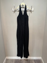 Load image into Gallery viewer, Anthropologie Black Pinstripes Halter Jumpsuit
