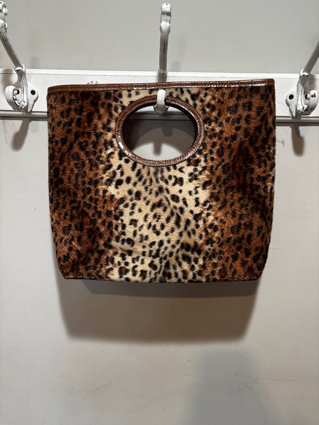 Vintage Leopard Faux Fur Clutch