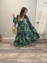Load image into Gallery viewer, Green Tropical Maxi Dress

