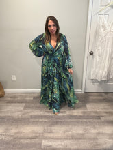 Load image into Gallery viewer, Green Tropical Maxi Dress

