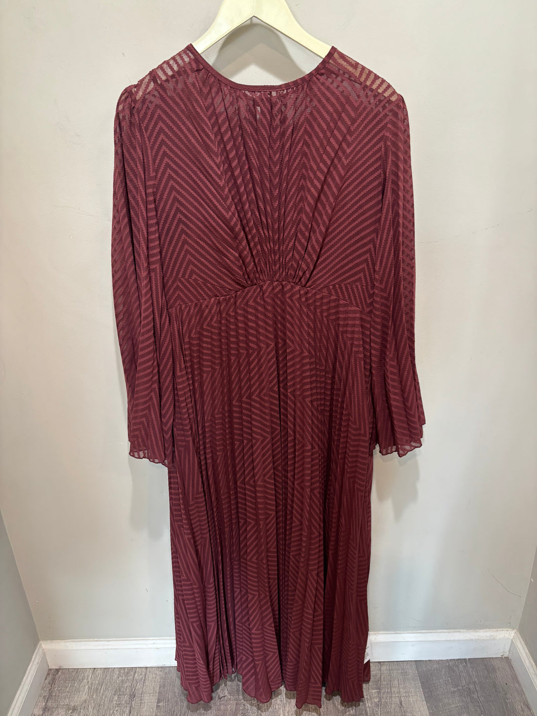 Asos Burgundy Maxi Pleated Dress