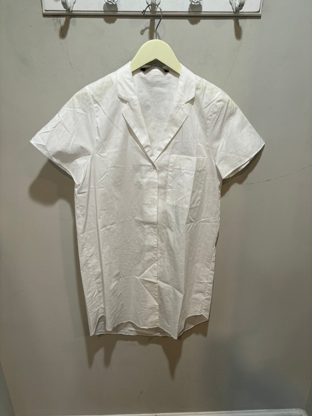 Zara White Buttondown Shirt Dress
