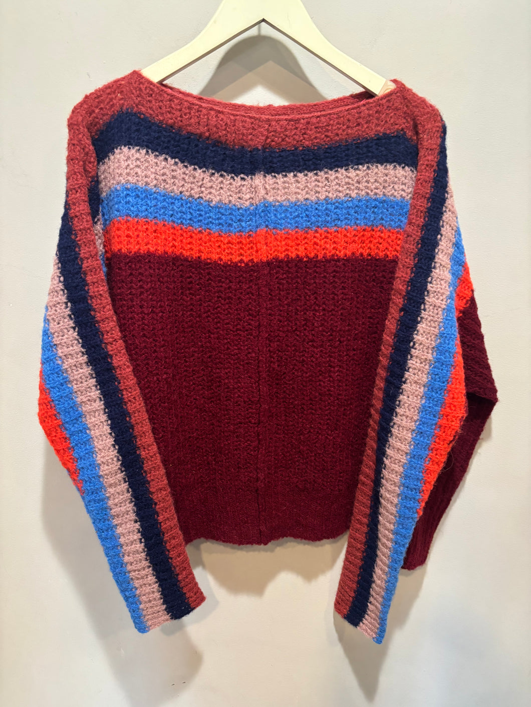 Free People Burgundy Striped Sweater