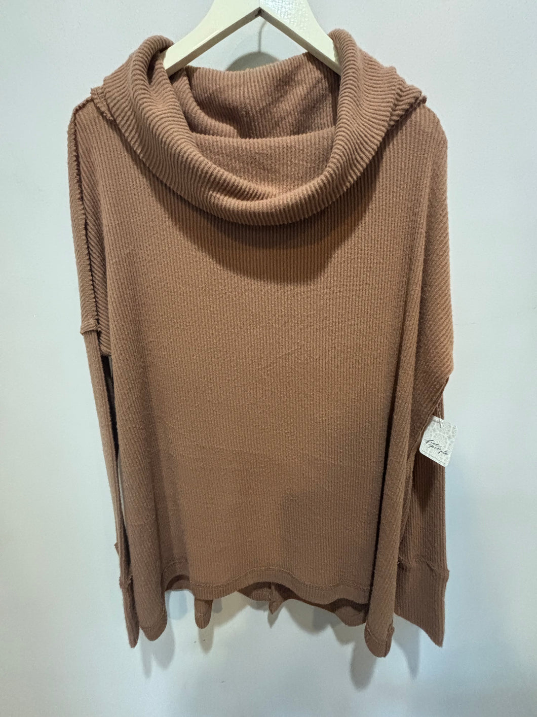 We The Free People Brown Ribbed Cowlneck Sweater