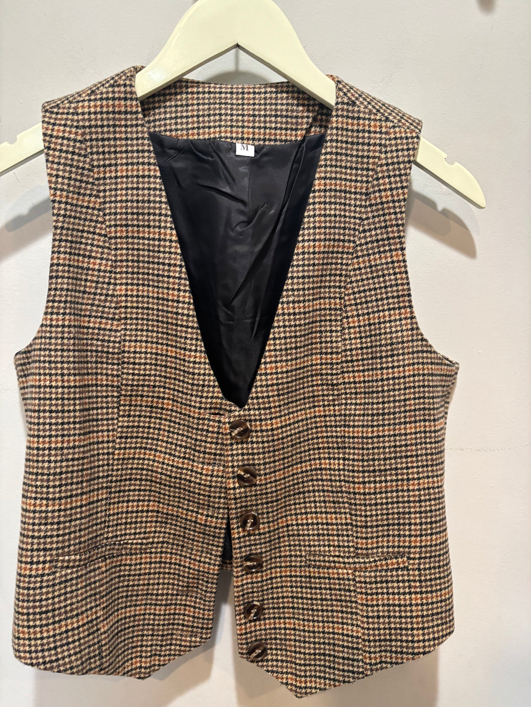 Vintage Brown Houndstooth Vest