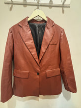 Load image into Gallery viewer, Brown Faux Leather Blazer
