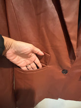 Load image into Gallery viewer, Brown Faux Leather Blazer
