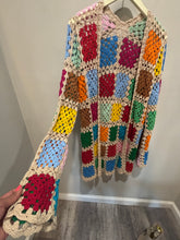 Load image into Gallery viewer, Multicolor Crochet Granny Squares Cardigan
