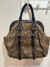 Load image into Gallery viewer, Vintage Prada Olive Gaufre Gathered Leather Tote
