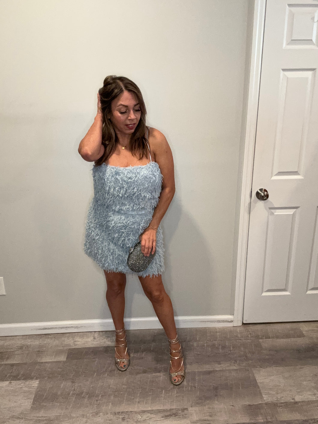 Zara Blue Shaggy Cropped Top