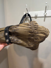 Load image into Gallery viewer, Vintage Prada Olive Gaufre Gathered Leather Tote
