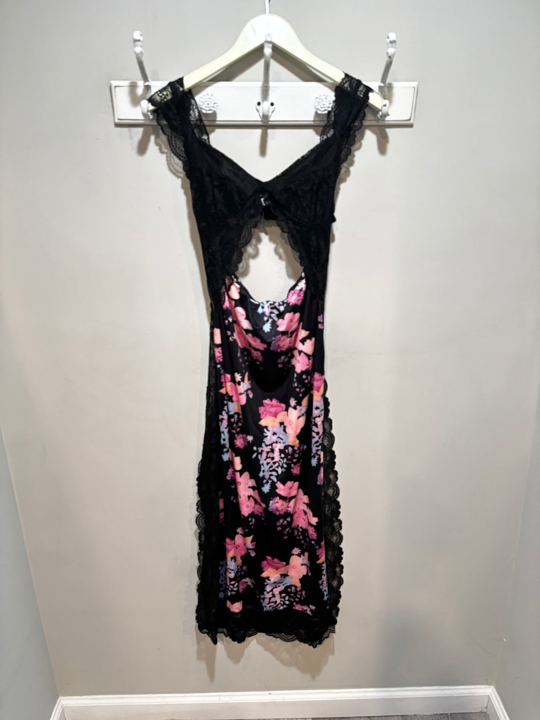 Black Floral Lace Cutout Maxi Dress