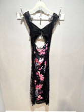 Load image into Gallery viewer, Black Floral Lace Cutout Maxi Dress
