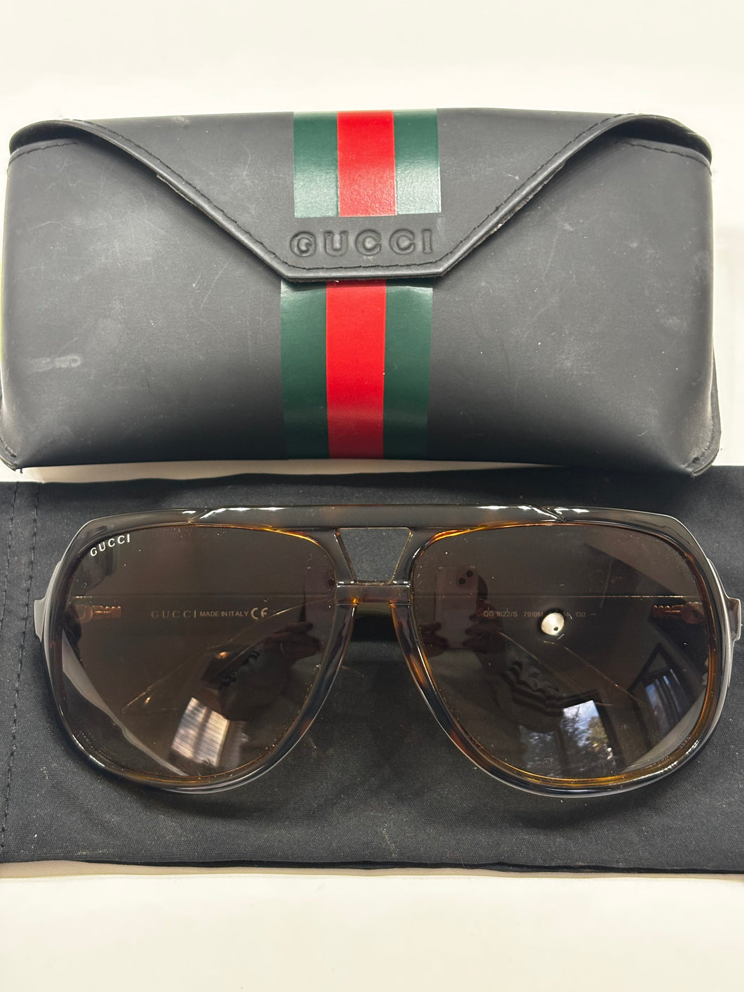 Vintage Gucci Brown Aviator Sunglasses