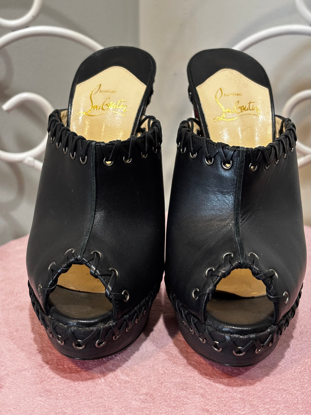 Christian Louboutin Black Platform Mule Clogs