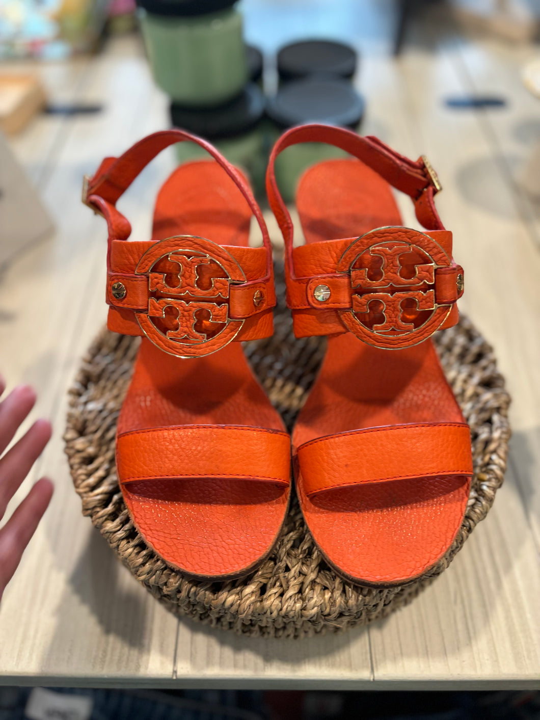 Tory Burch Orange Wedge Sandals