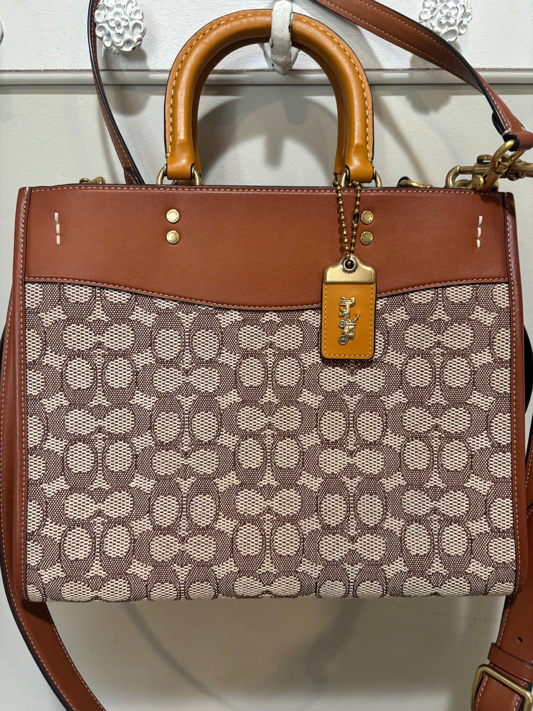 Coach Tan Monogram Satchel Bag