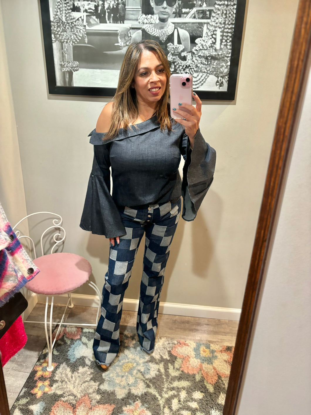Banana Republic Dark Wash Bell Sleeves Top