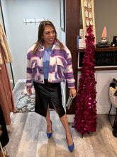 Load image into Gallery viewer, BlankNYC White Blue Plaid Fuzzy Jacket
