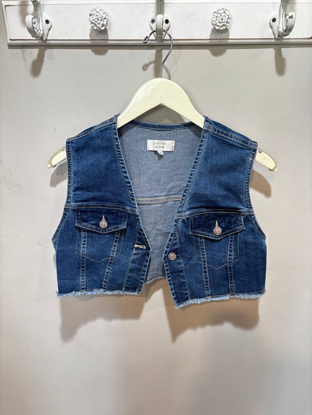 Over Tree Medium Wash Cropped Vest