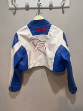Load image into Gallery viewer, Aelfric Eden Blue White Cropped Moto Jacket
