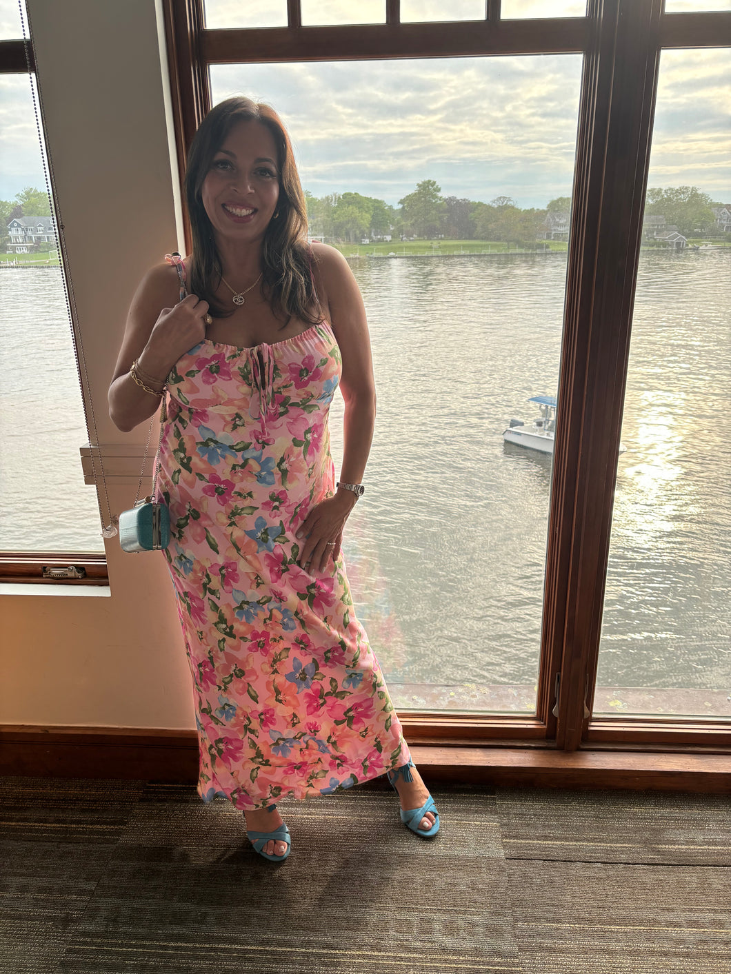 Lelis Pink Floral Maxi Dress