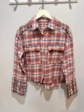 Load image into Gallery viewer, We The Free Mauve Plaid Embellished Top
