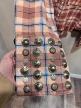 Load image into Gallery viewer, We The Free Mauve Plaid Embellished Top
