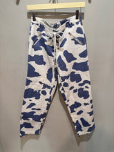 Load image into Gallery viewer, Blue White Cow Pattern Lace Up Pants
