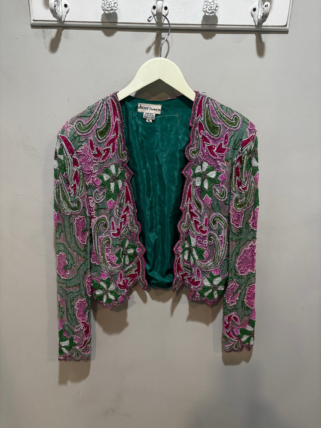 Vintage Jasdee Fashion Inc Multicolor Beaded Silk Jacket