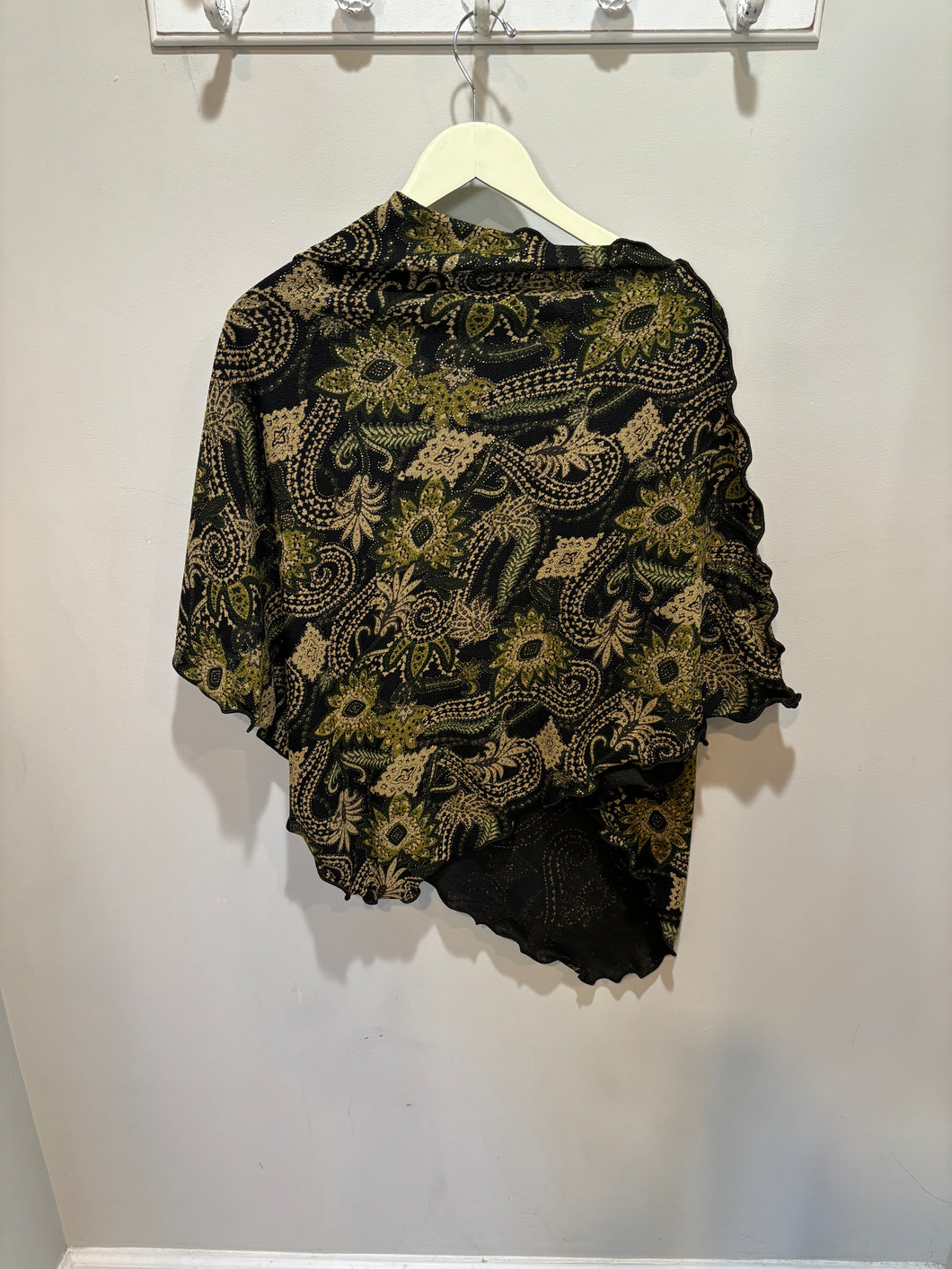 Vintage Green Paisley Pattern Poncho