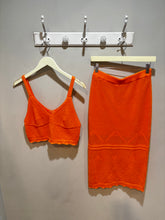 Load image into Gallery viewer, Willow and Wind Orange Crochet 2piece Skirt Set
