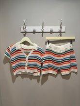 Load image into Gallery viewer, Multicolor Striped Crochet Shorts Set

