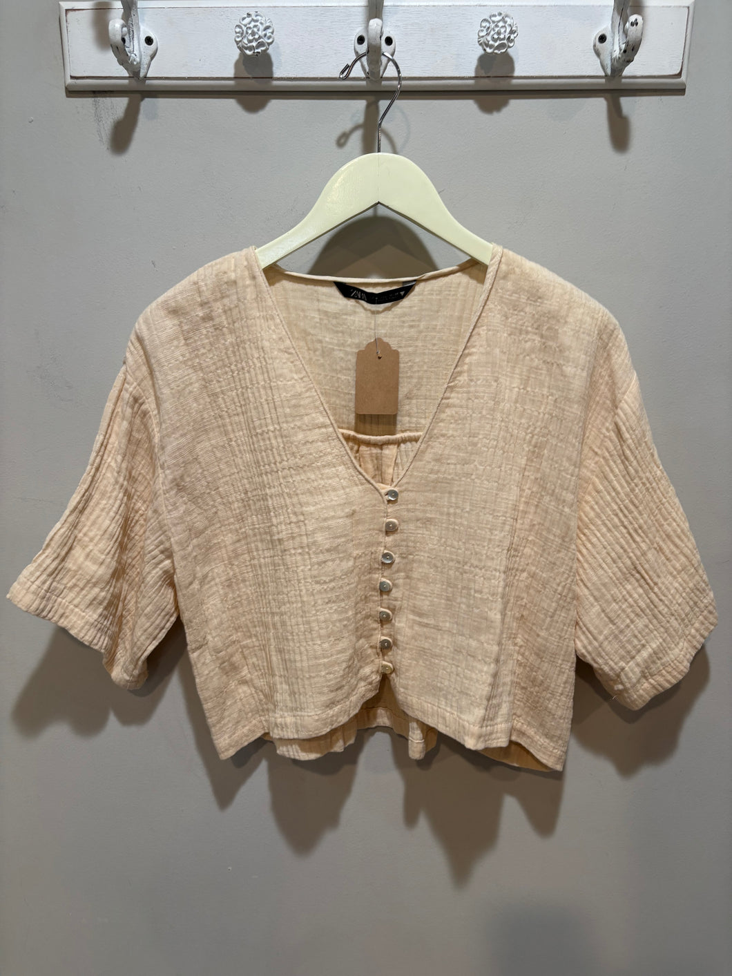 Zara Cream Gauze   Boxy Top