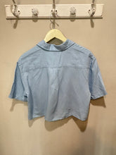 Load image into Gallery viewer, Light Blue Cropped Button Down Top
