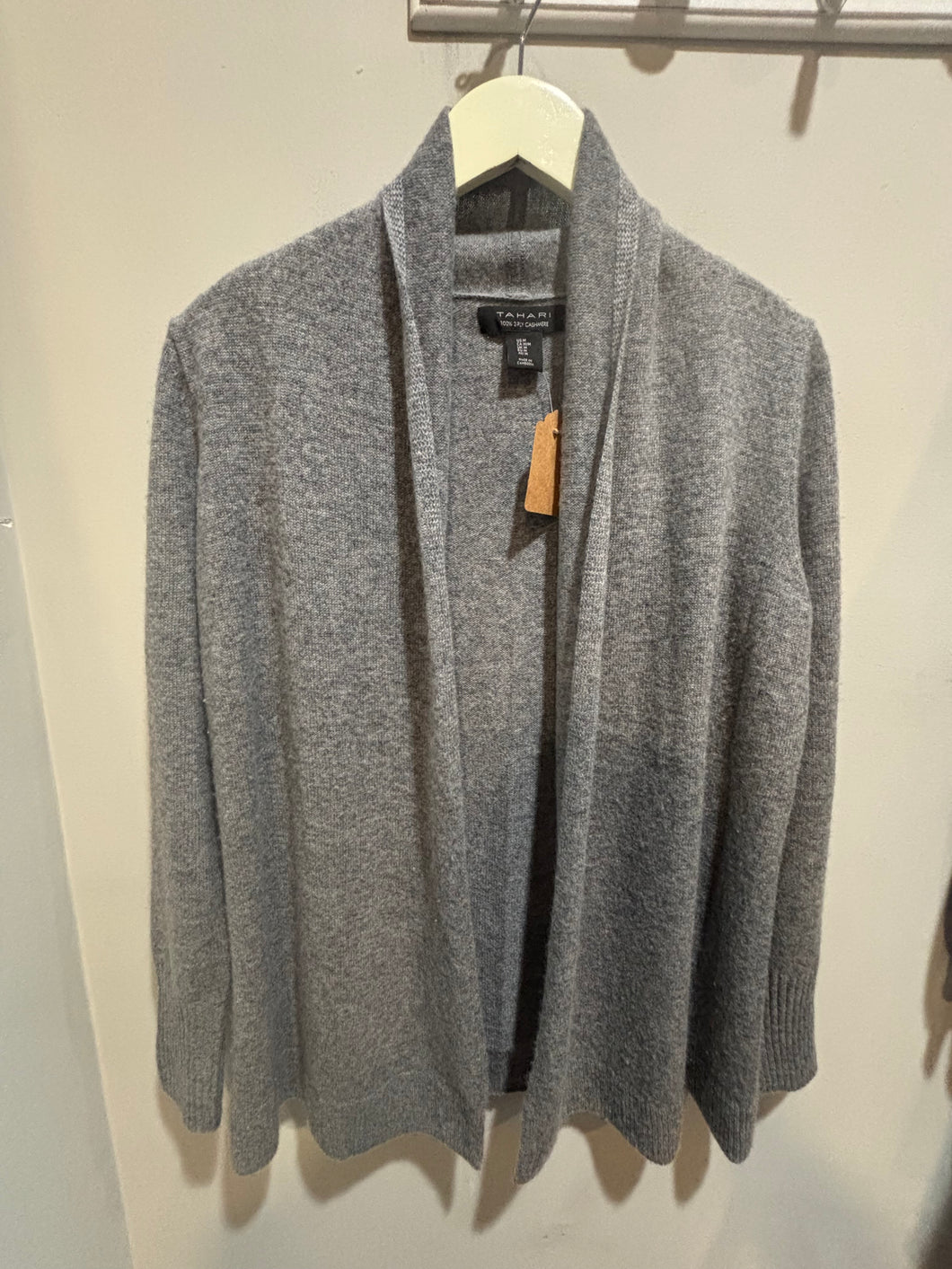 Tahari Grey Cashmere Cardigan