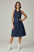Load image into Gallery viewer, Dark Wash Denim Halter Dress
