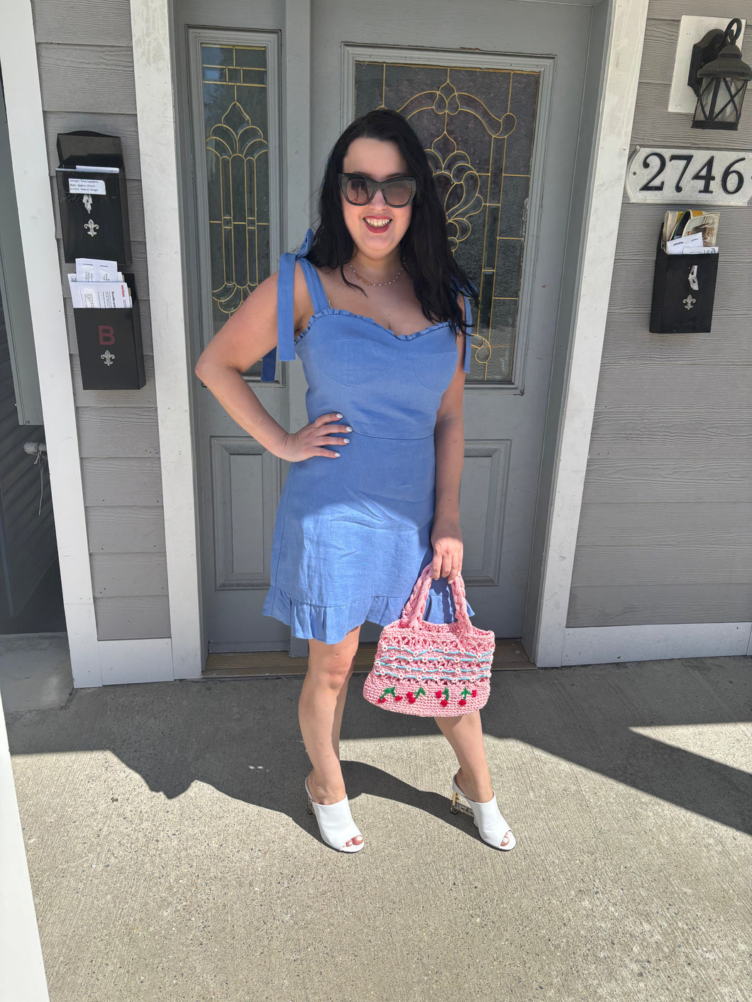 Reformation Blue Linen Dress