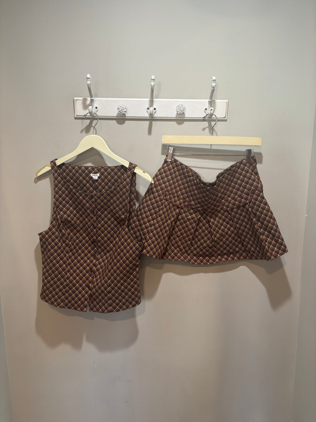 Kimchi Blue Tan Pattern Skirt Set