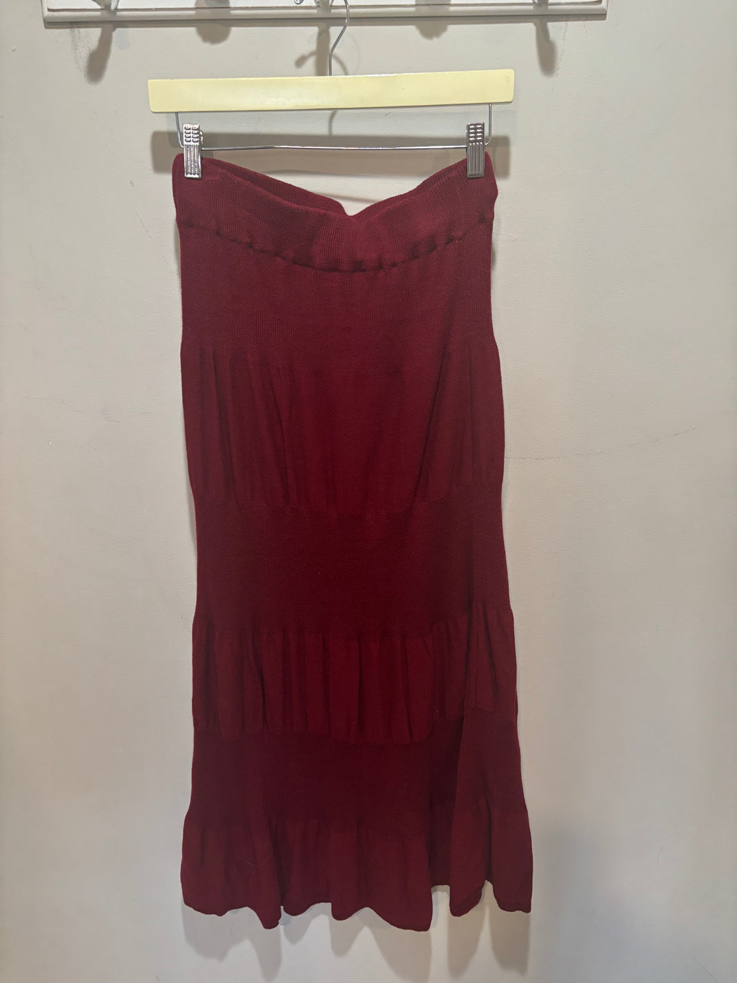 Vintage Indigenous One Wear Burgundy Knit Maxi Skirt