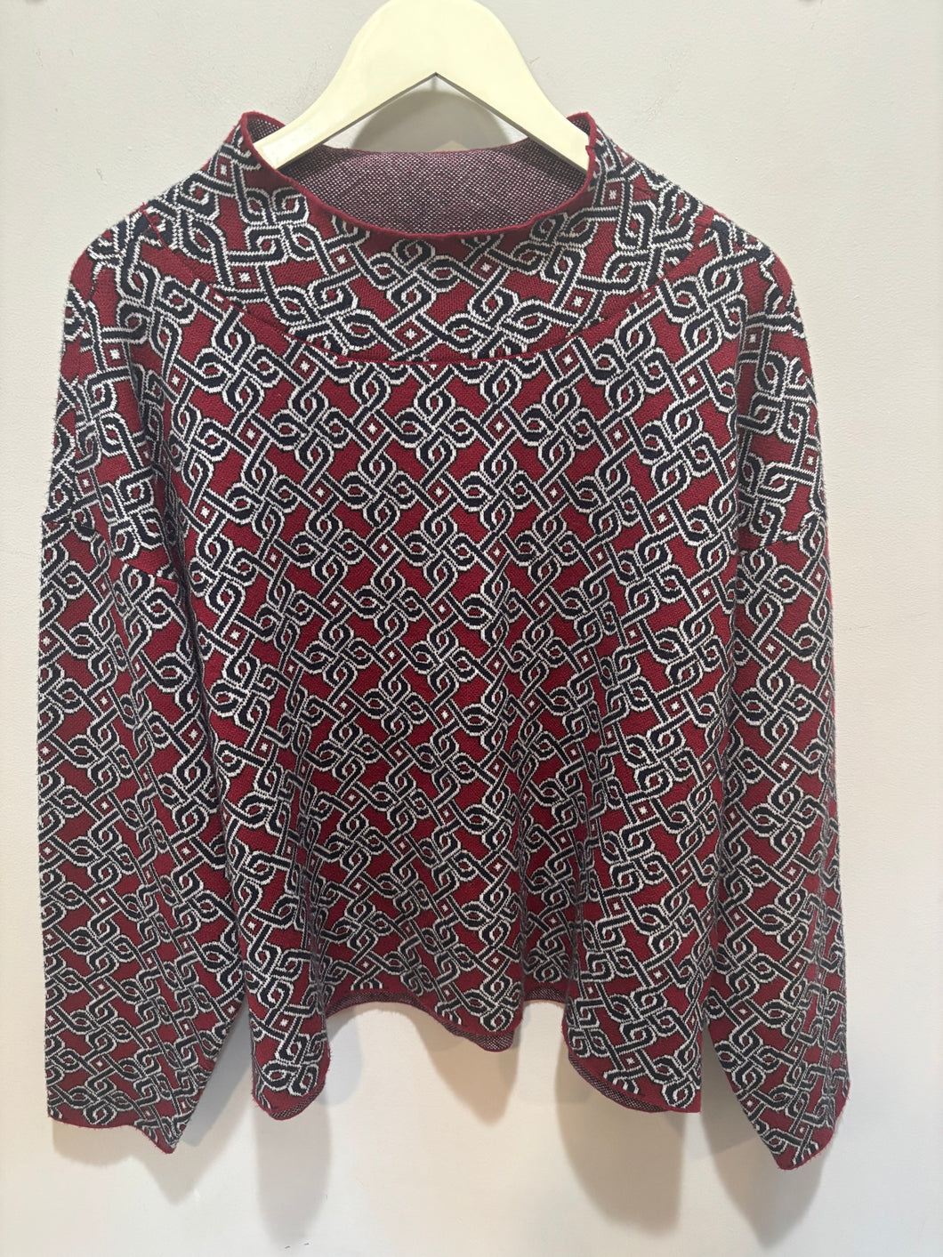 Maeve Burgundy Pattern Sweater