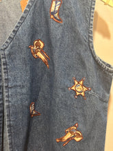 Load image into Gallery viewer, Vintage Rhythm Blue Denim Embroidered Vest
