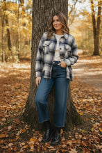 Load image into Gallery viewer, Flannel Blue Distressed Shacket
